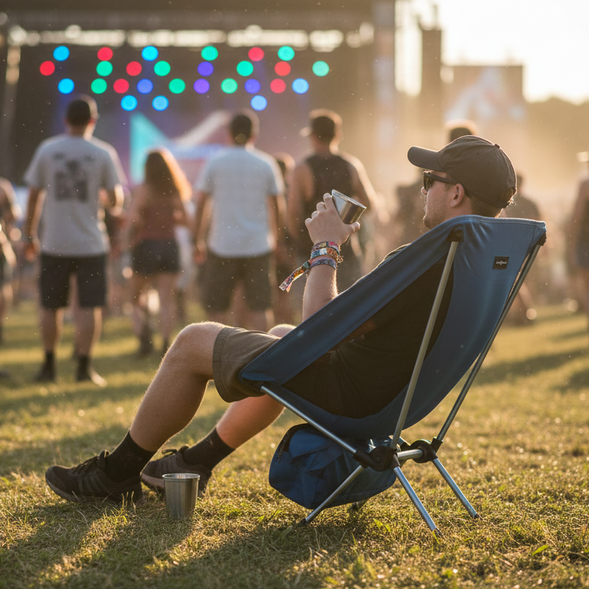 Blue festival chair for music events and outdoor settings