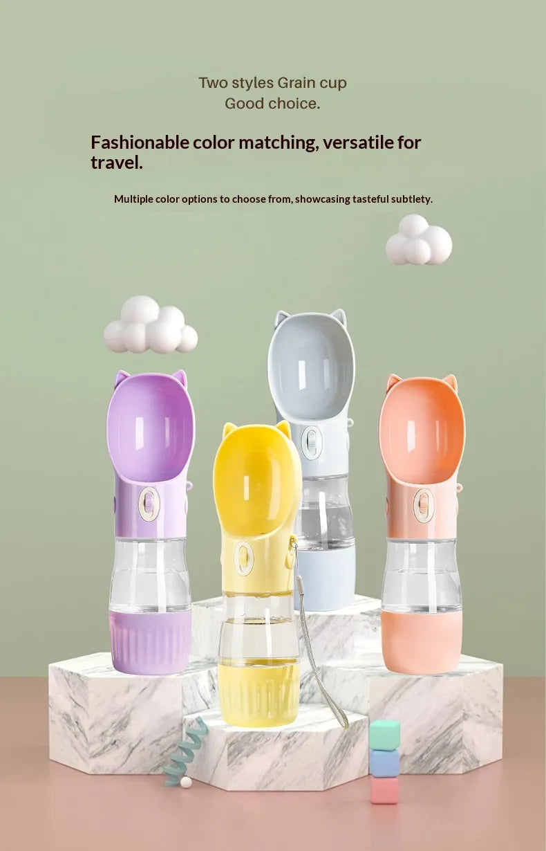 Portable Dog Water Bottle with Bowl & Strap