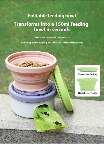 3-in-1 Dog Travel Feeder & Folding Bowl