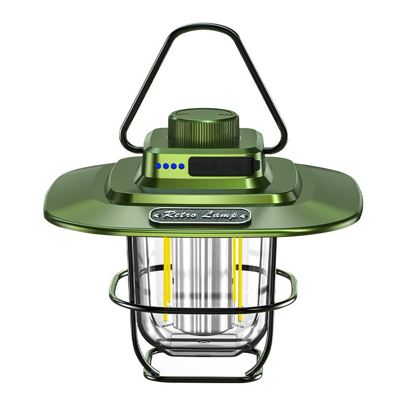 Vintage Outdoor Camping Lantern, Portable Kerosene Lamp Style Light, Smart Rechargeable Handheld Lamp, LED Tent Light