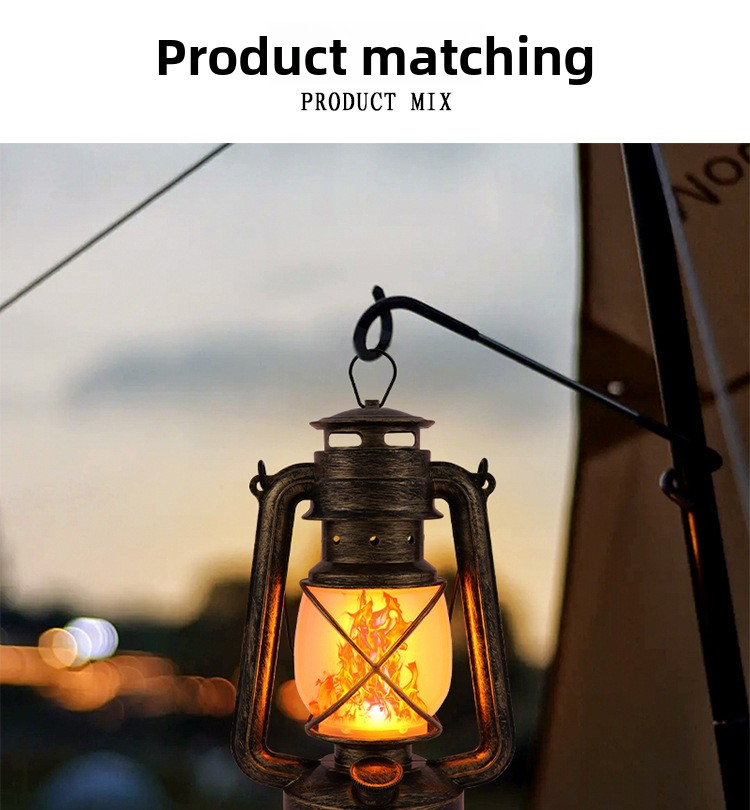 LED Rechargeable Table Lamp, Retro Flame Table Lamp For Outdoor Camping And Bars, Portable Hanging Retro Hurricane Lantern For Tents
