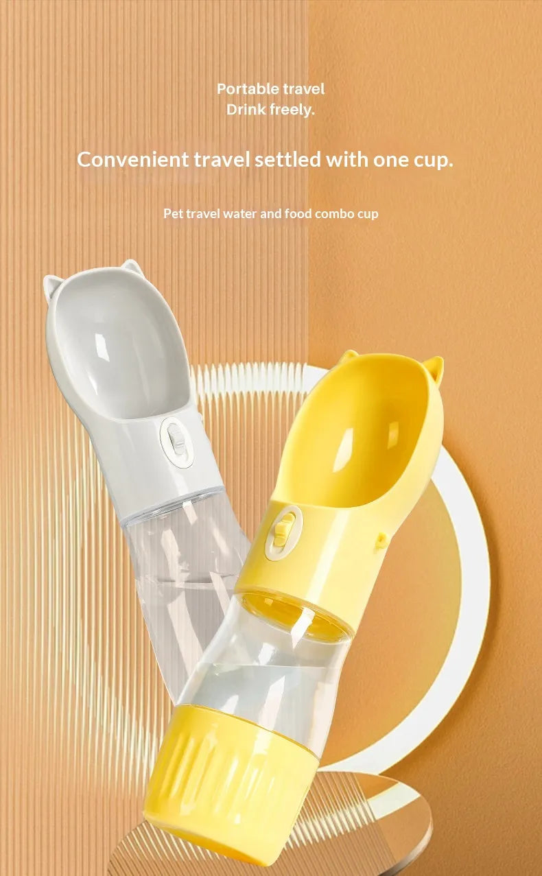 Portable Dog Water Bottle with Bowl & Strap