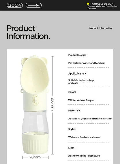 Portable Dog Water Bottle with Bowl & Strap