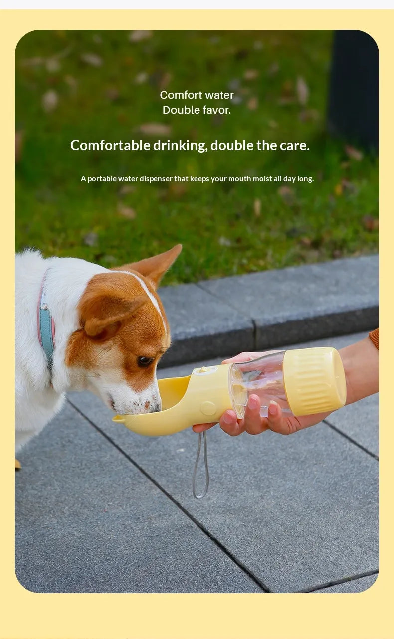 Portable Dog Water Bottle with Bowl & Strap