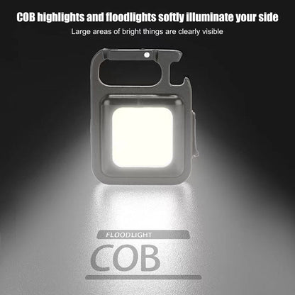 COB LED panel detail on the rechargeable keychain work light