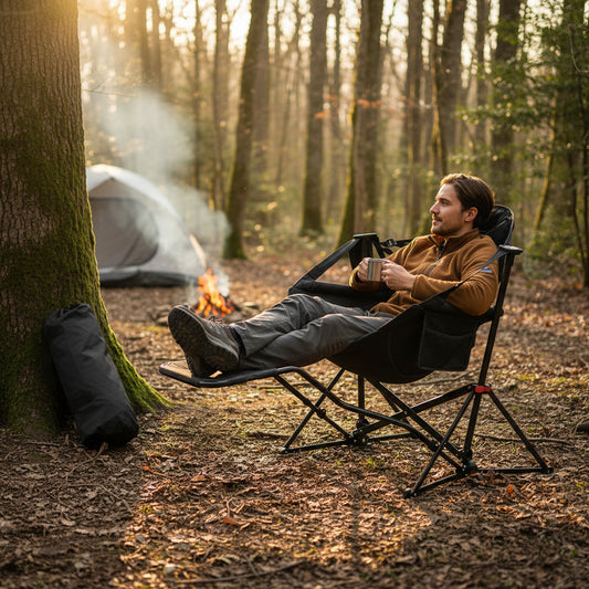 Ainfox Hammock Camping Chair with Footrest, Foldable Portable Rocking Chairs for Adults Outside Swinging Camp for Outdoor Patio Poolside