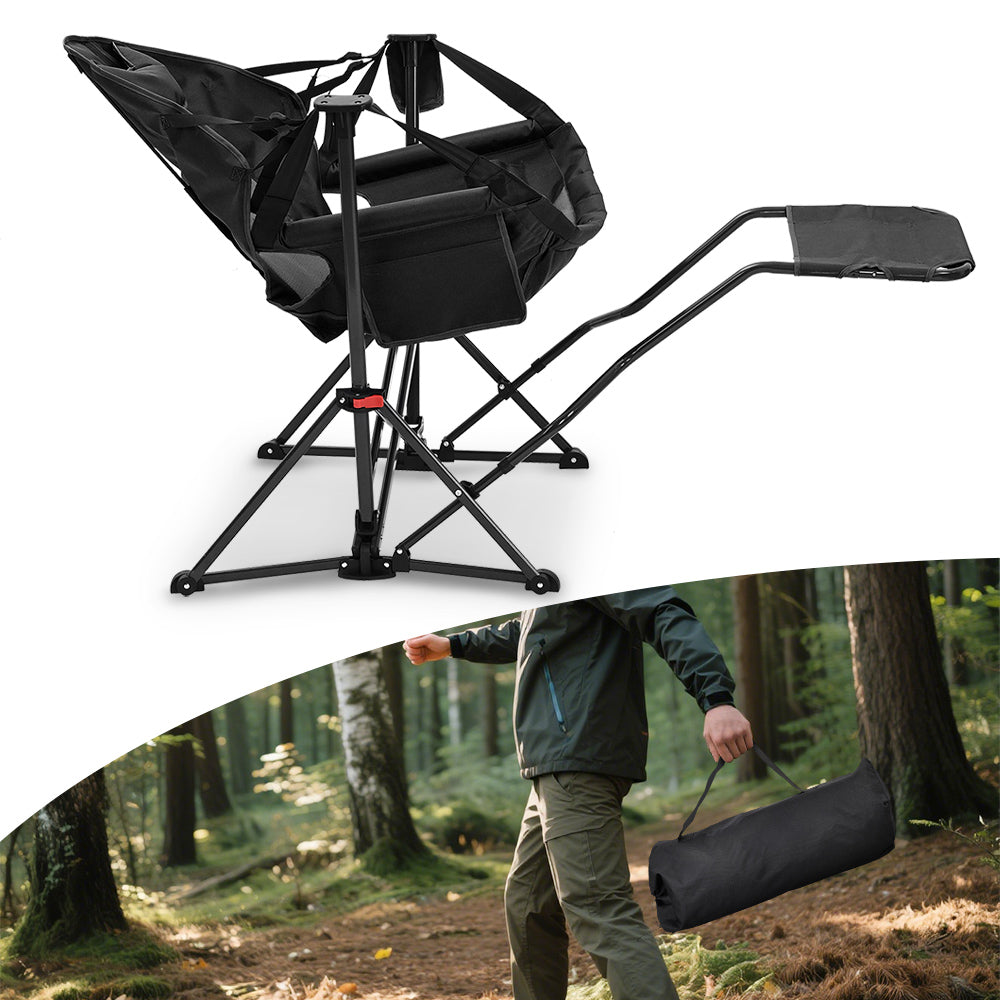 Hammock Camping Chair with Footrest, Foldable Portable Rocking Chairs for Adults Outside Swinging Camp for Outdoor Patio Poolside