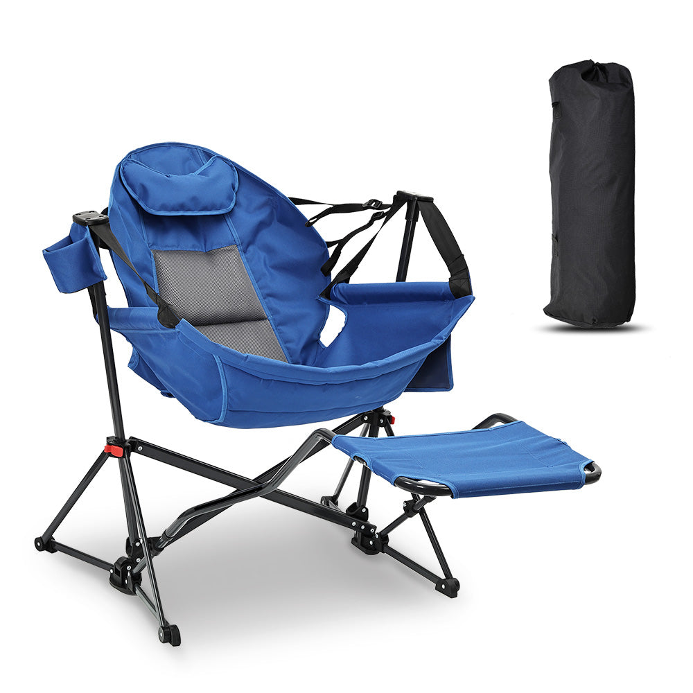 Hammock Camping Chair with Footrest, Foldable Portable Rocking Chairs for Adults Outside Swinging Camp for Outdoor Patio Poolside