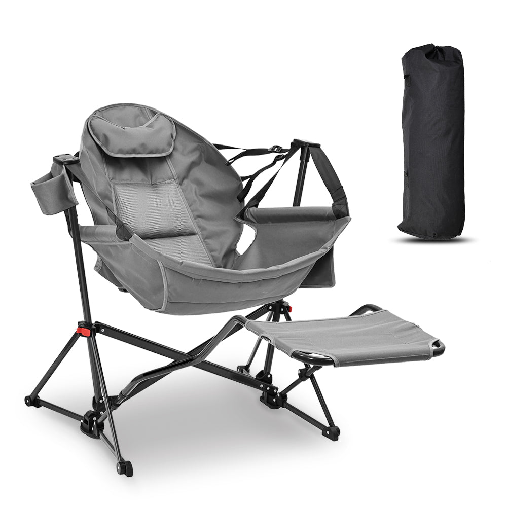 Hammock Camping Chair with Footrest, Foldable Portable Rocking Chairs for Adults Outside Swinging Camp for Outdoor Patio Poolside