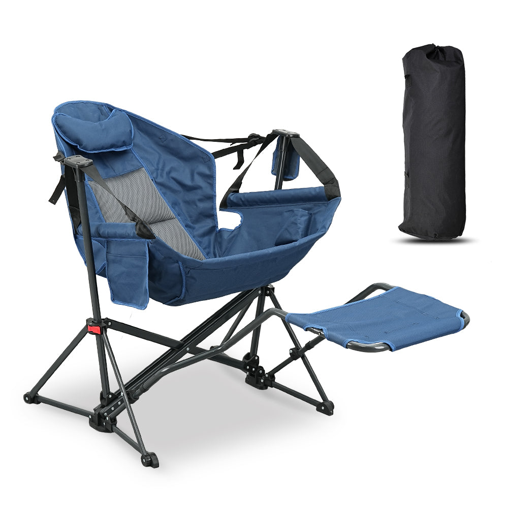Hammock Camping Chair with Footrest, Foldable Portable Rocking Chairs for Adults Outside Swinging Camp for Outdoor Patio Poolside