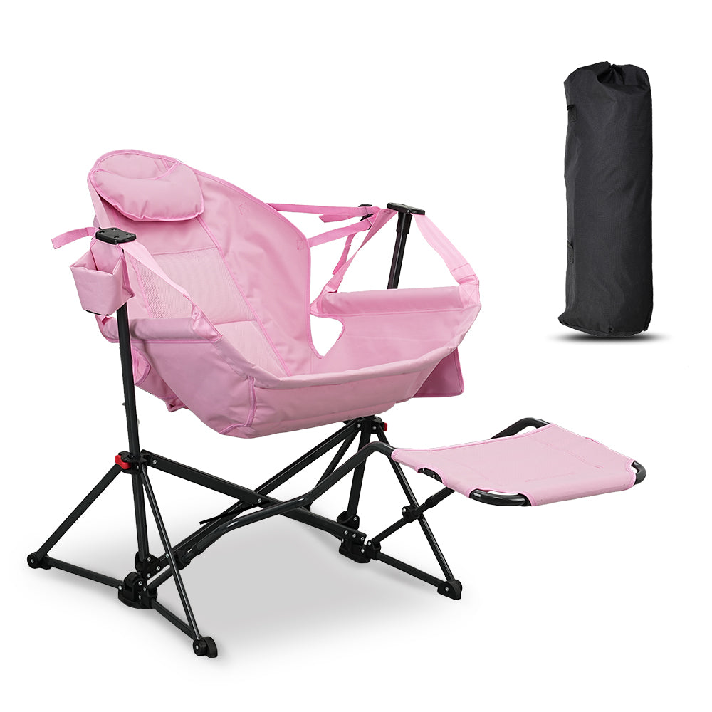 Hammock Camping Chair with Footrest, Foldable Portable Rocking Chairs for Adults Outside Swinging Camp for Outdoor Patio Poolside