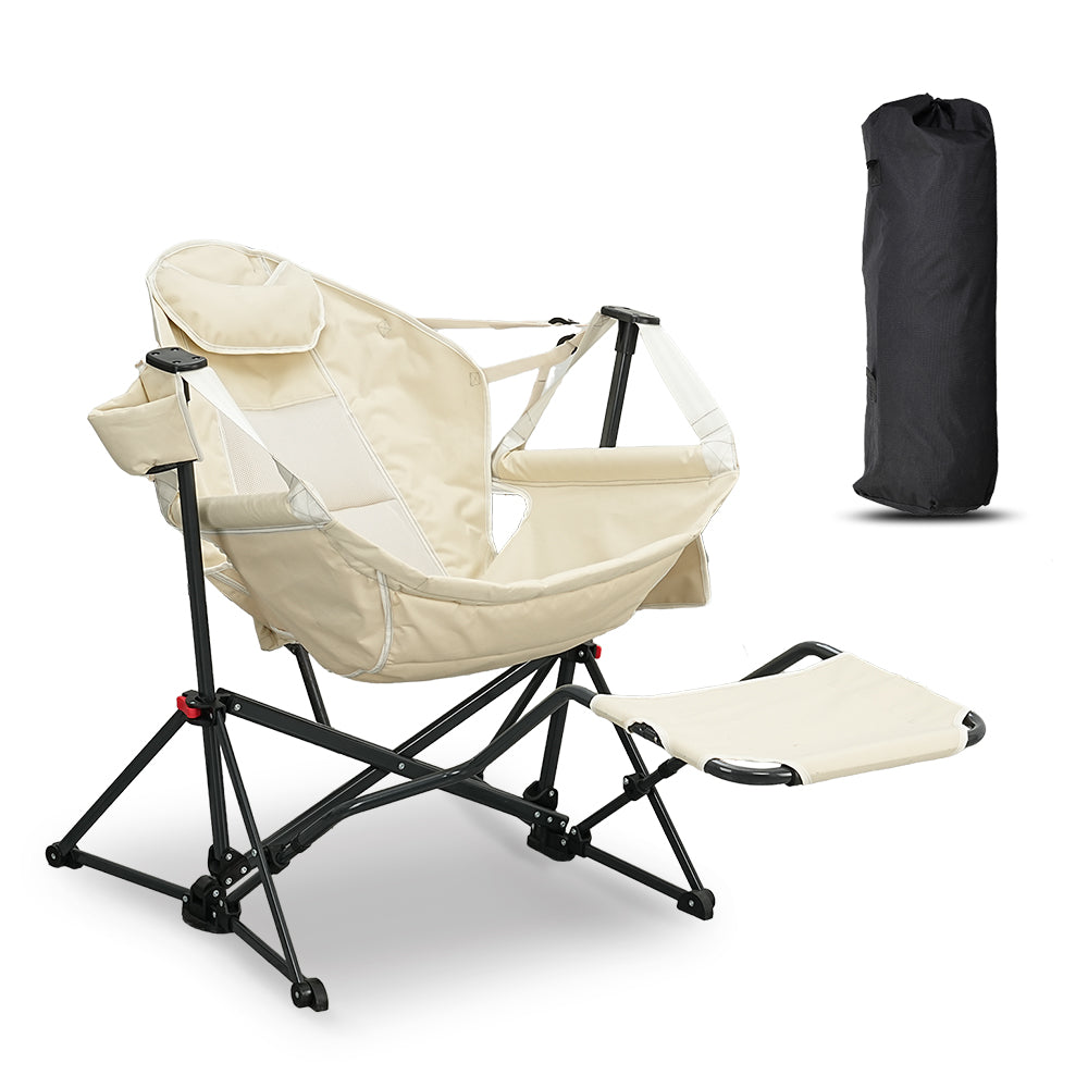 Hammock Camping Chair with Footrest, Foldable Portable Rocking Chairs for Adults Outside Swinging Camp for Outdoor Patio Poolside