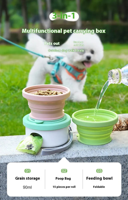 3-in-1 Dog Travel Feeder & Folding Bowl