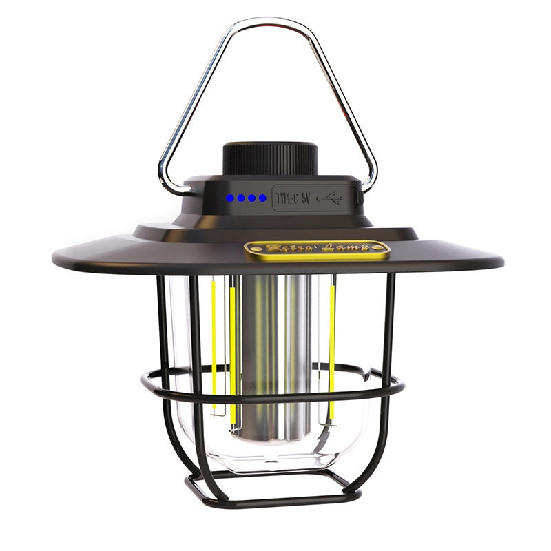 Vintage Outdoor Camping Lantern, Portable Kerosene Lamp Style Light, Smart Rechargeable Handheld Lamp, LED Tent Light