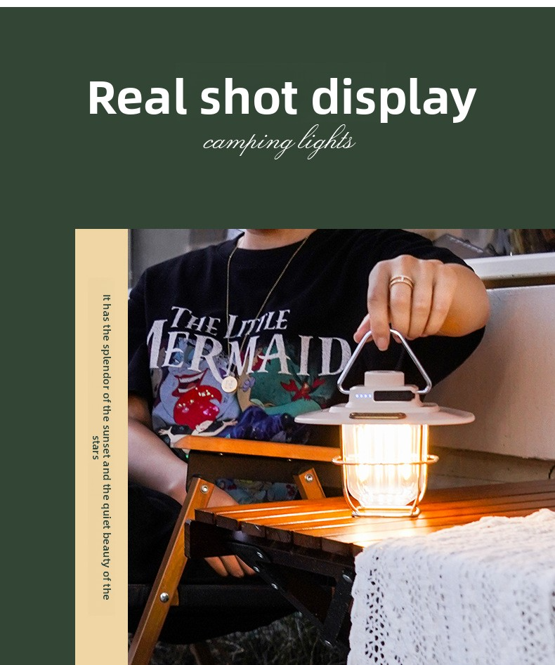 Vintage Outdoor Camping Lantern, Portable Kerosene Lamp Style Light, Smart Rechargeable Handheld Lamp, LED Tent Light