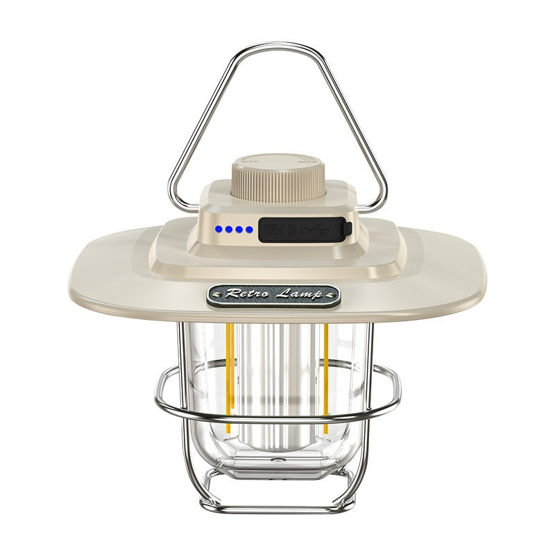 Vintage Outdoor Camping Lantern, Portable Kerosene Lamp Style Light, Smart Rechargeable Handheld Lamp, LED Tent Light