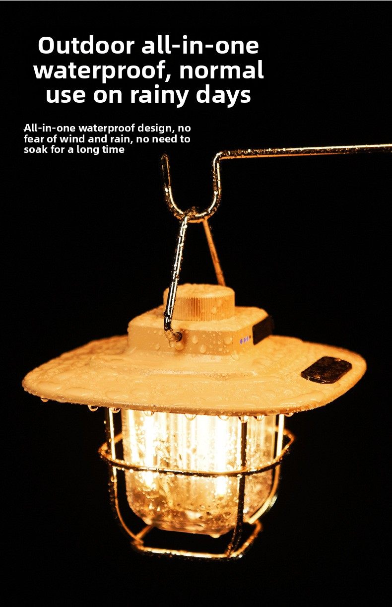 Vintage Outdoor Camping Lantern, Portable Kerosene Lamp Style Light, Smart Rechargeable Handheld Lamp, LED Tent Light