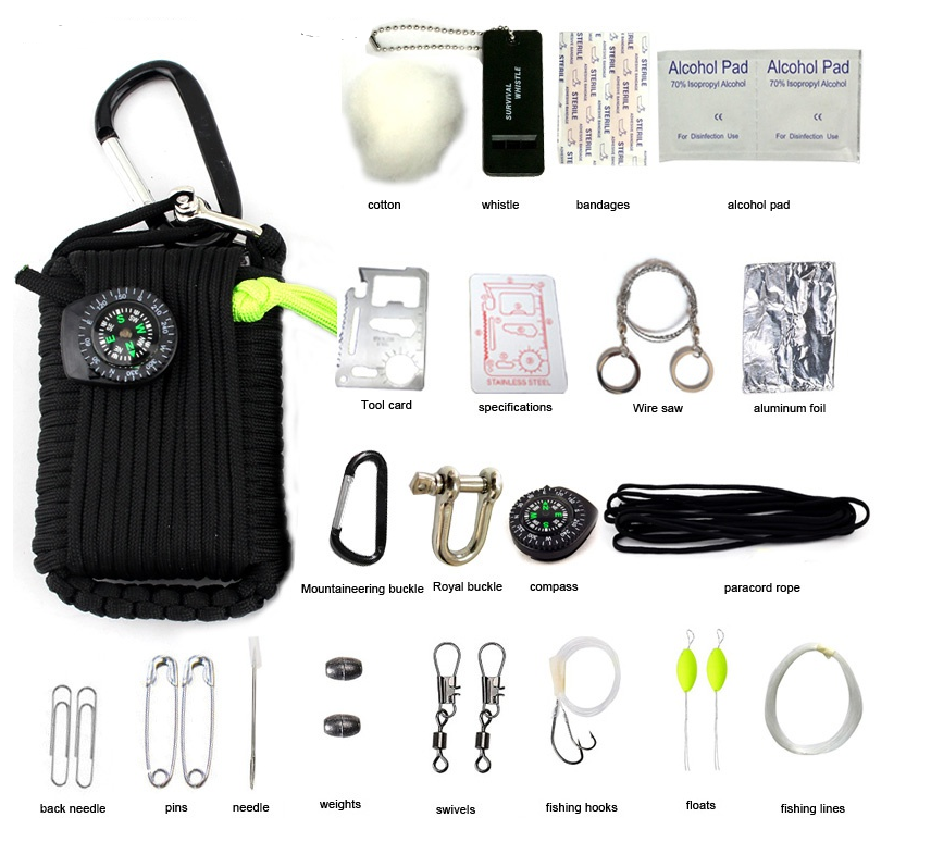 Survival Kit, Camping Gear, Climbing Rope Tool Bag