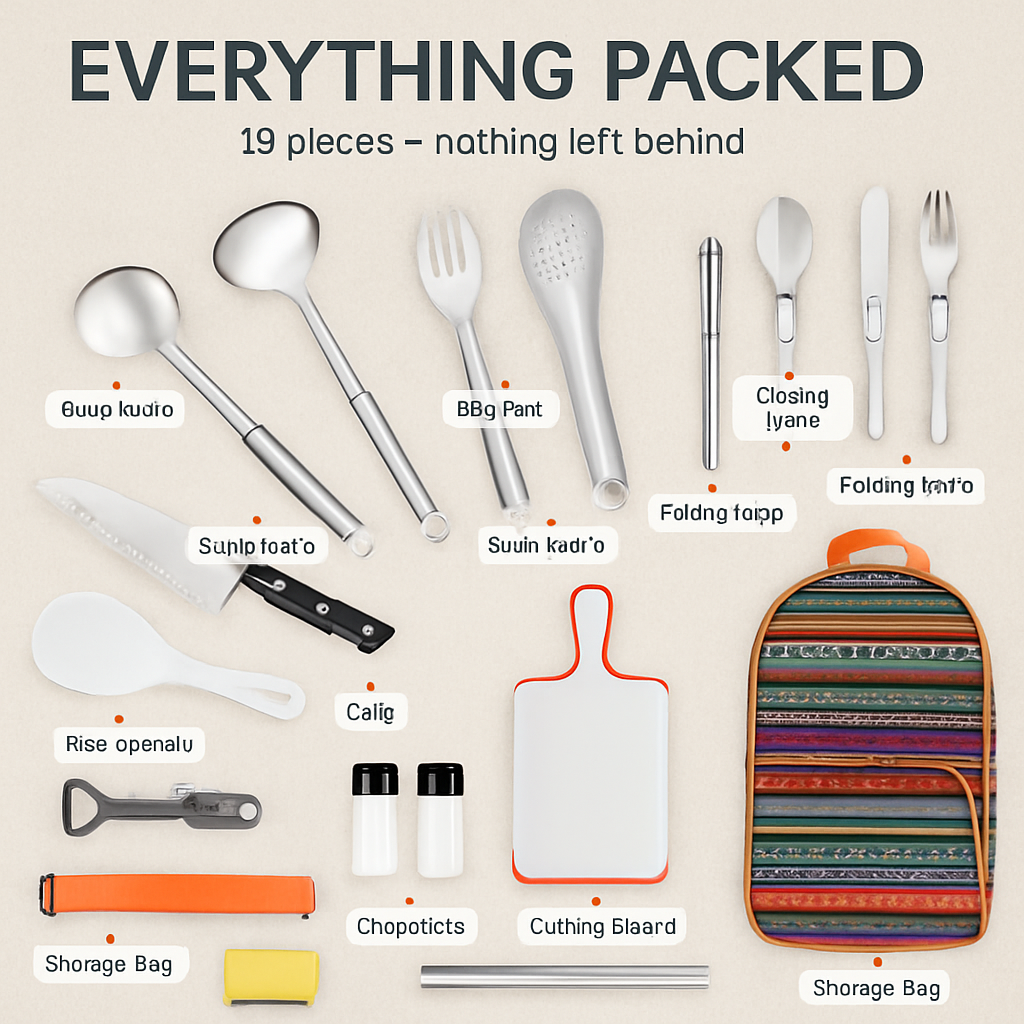 Camping Cooking Utensil Kit for Outdoor Cooking Gear