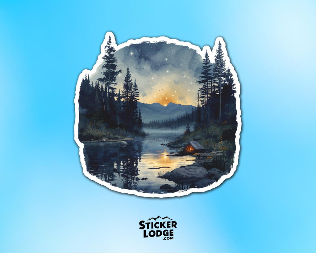 Watercolor Wilderness Camping Vinyl Sticker