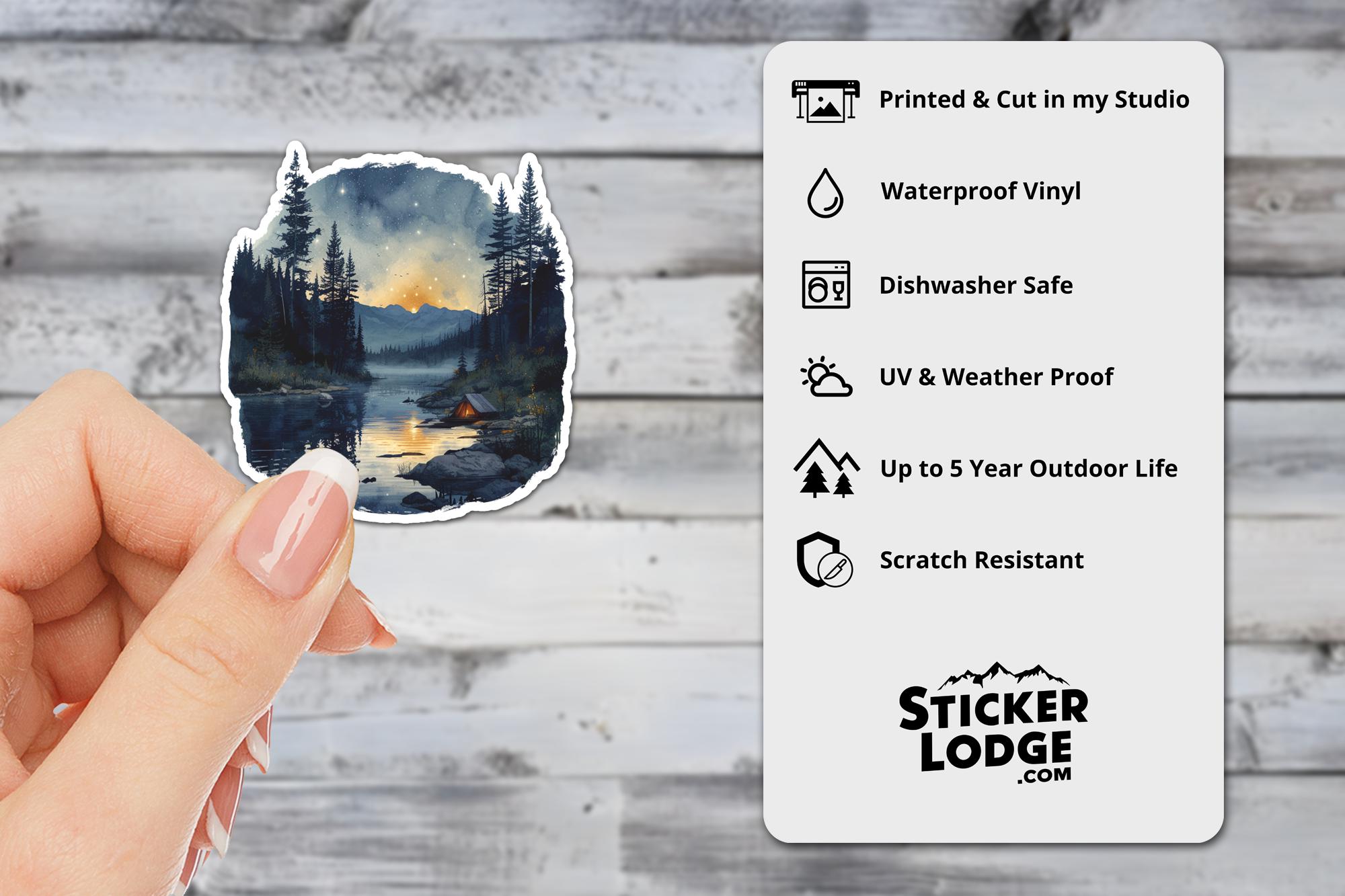 Watercolor Wilderness Camping Vinyl Sticker