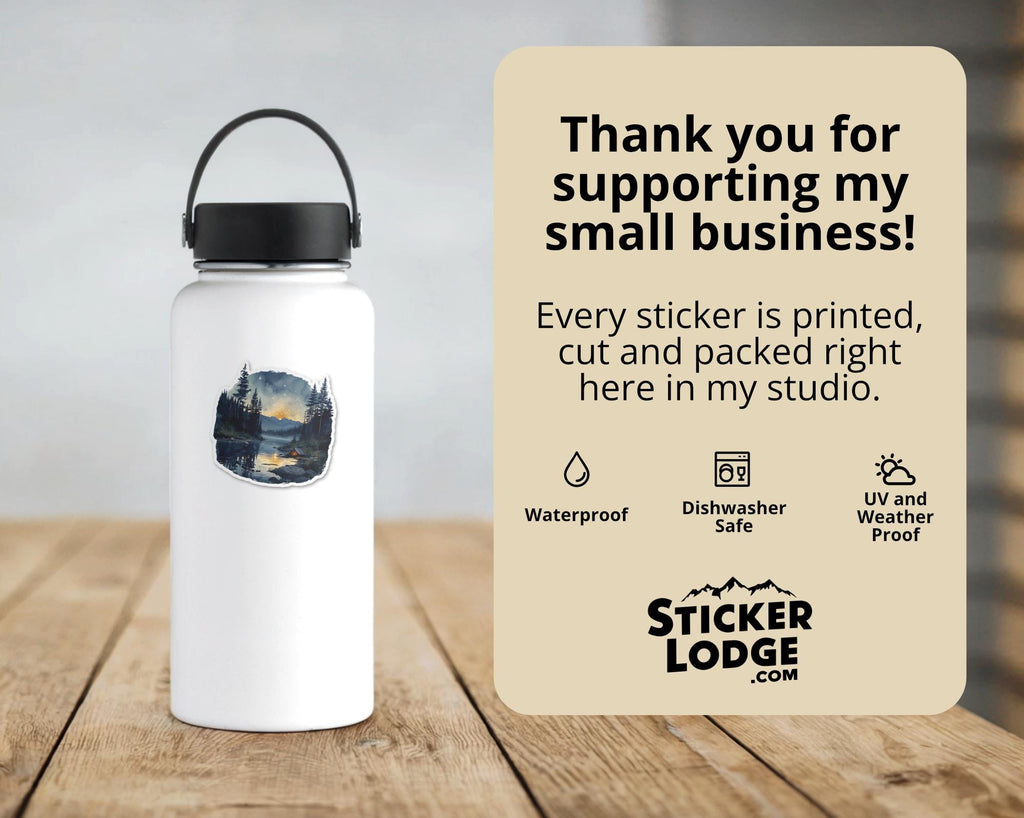 Watercolor Wilderness Camping Vinyl Sticker