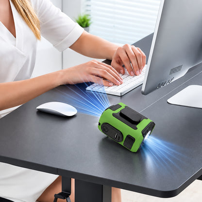 Portable desk fan versatile usage for outdoor hiking, waist, neck fan